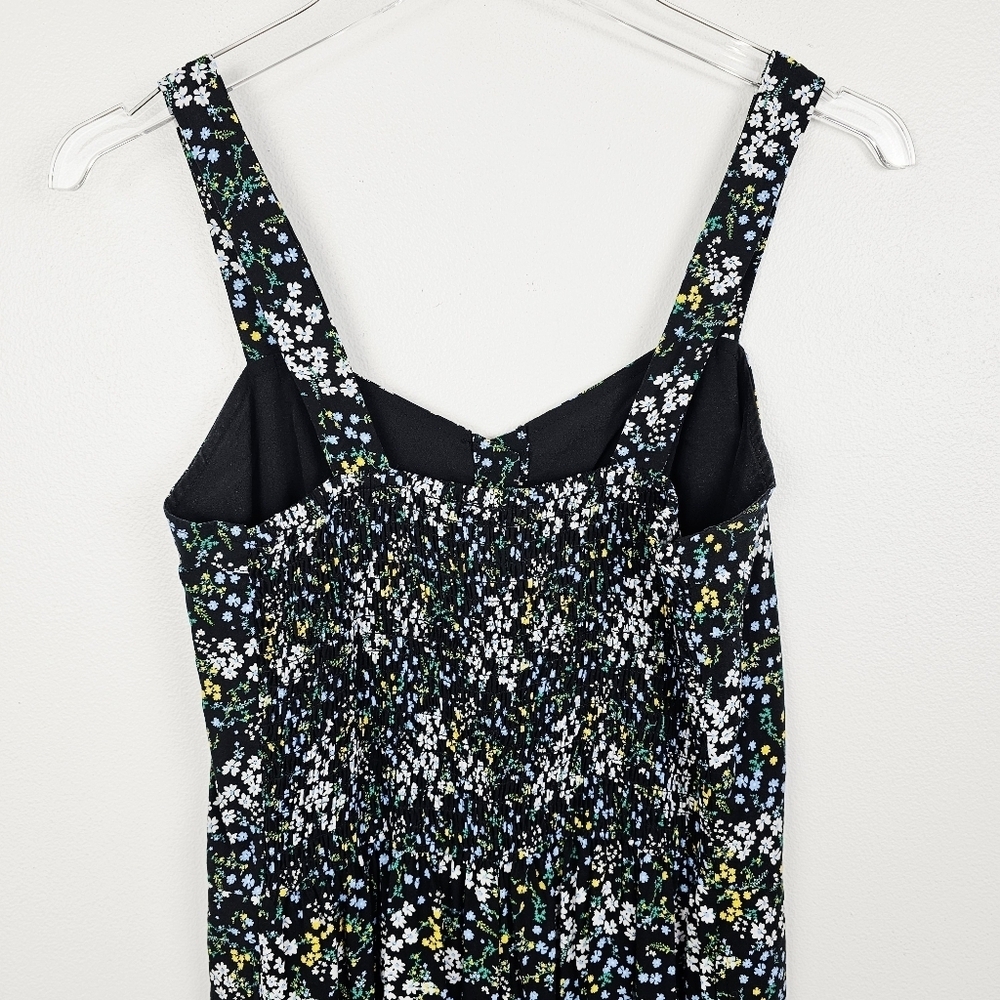 Loft Outlet Black Ditsy Floral Wide Leg Cropped Romper Jumpsuit NWT MP - Picture 6 of 11